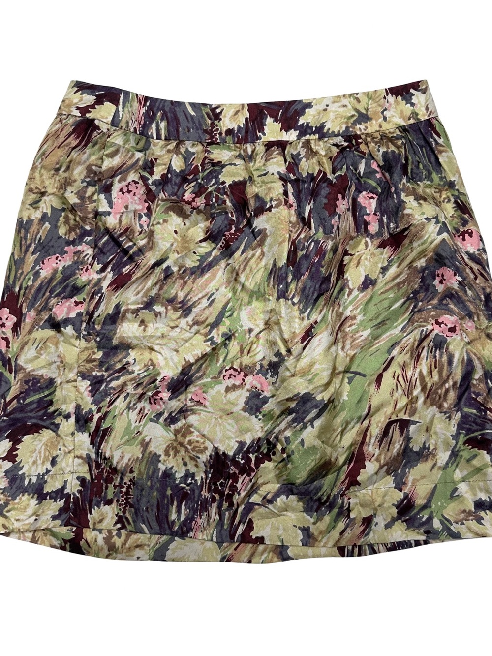 Twelfth Street by Cynthia Vincent Green, Pink & Brown Floral Mini Skirt